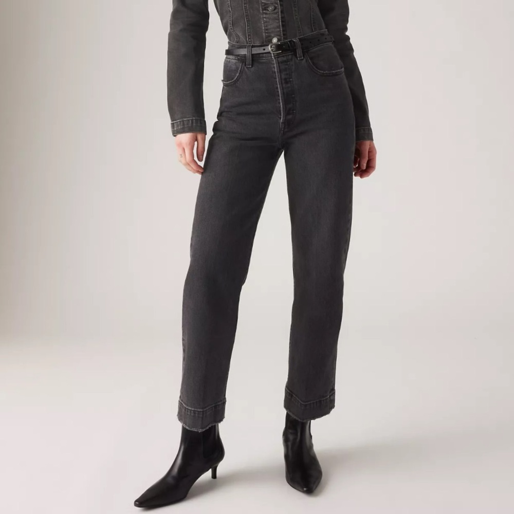 Levi’s Ribcage High-rise Straight Denim Wedgie Jeans - Grey/Acid-wash Black